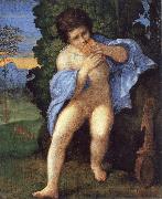 Palma Vecchio Young Faunus Playing the Syrinx oil painting